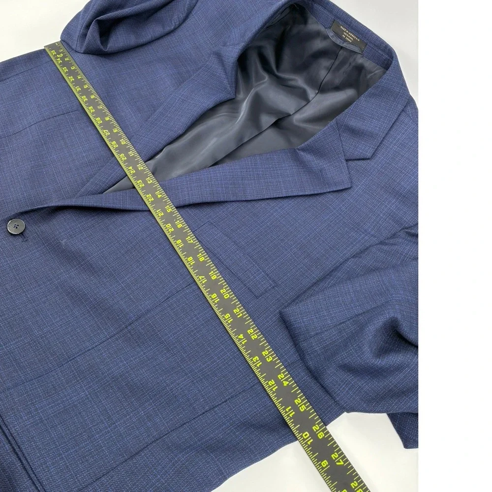 Bespoke Blue Prince of Wales Wool Blazer Sport Coat Reda 1865 Italian Fabric 48R
